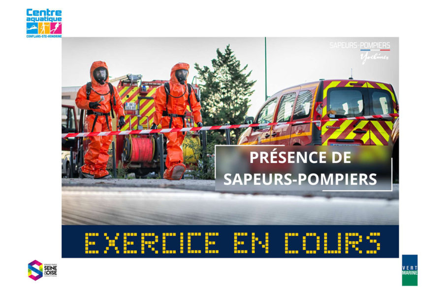 Exercices de pompiers au centre aquatique de Conflans